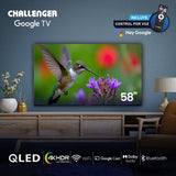 Televisor Challenger Google TV Negro 128.5x80.5cm de 58" Pulgadas Qled 4K 2160P Smart con Bluetooth y Wifi Integrado - TELEVISORES | Bylmo