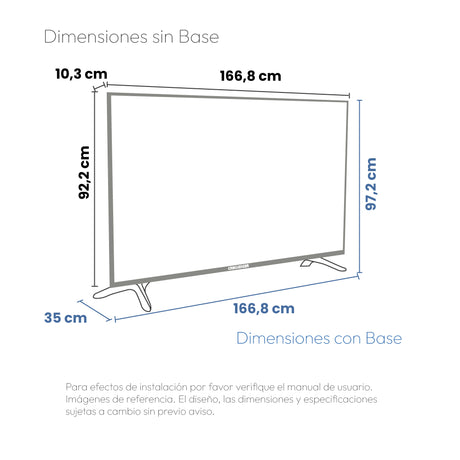 Televisor Challenger Google TV Negro 166.8x97.2cm de 75" Pulgadas Qled 4K 2160P Smart con Bluetooth y Wifi Integrado - TELEVISORES | Bylmo