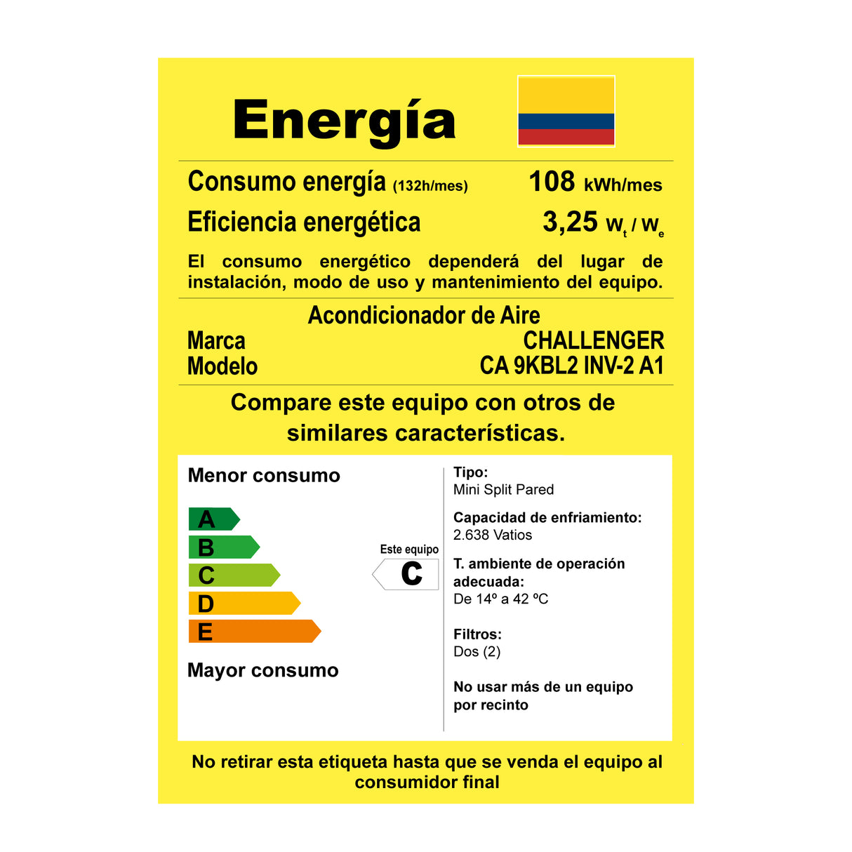 Aire Acondicionado Challenger Blanco 79x19.2cm 220 Voltios 9000 BTU con Tecnología Inverter - AIRES ACONDICIONADOS | Bylmo