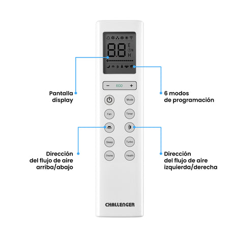 Aire Acondicionado Challenger Blanco 79x19.2cm 220 Voltios 9000 BTU con Tecnología Inverter - AIRES ACONDICIONADOS | Bylmo