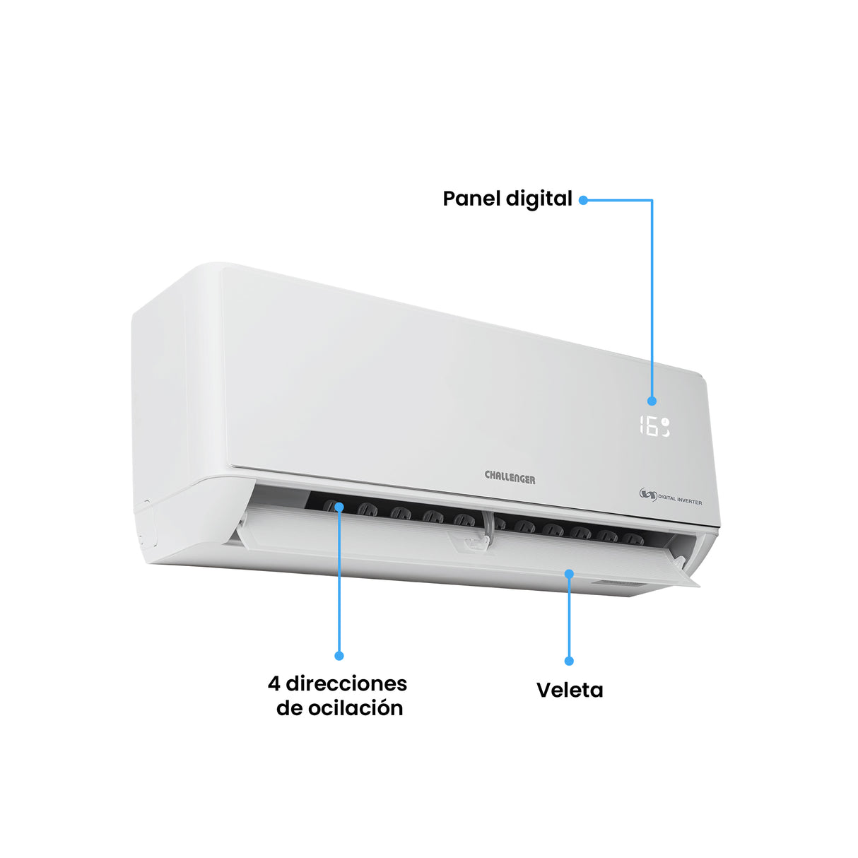 Aire Acondicionado Challenger Blanco 82x19.5cm 220 Voltios 12000 BTU con Tecnología Inverter - AIRES ACONDICIONADOS | Bylmo