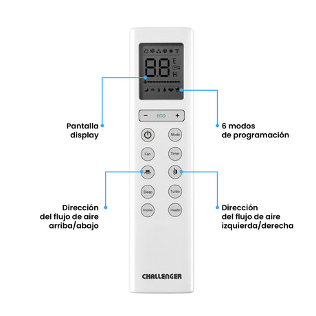 Aire Acondicionado Challenger Blanco 82x19.5cm 220 Voltios 12000 BTU con Tecnología Inverter - AIRES ACONDICIONADOS | Bylmo