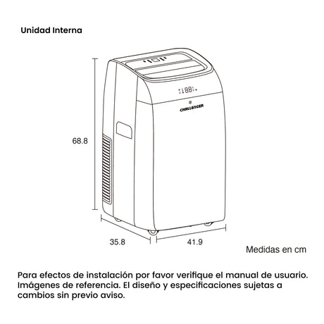 Aire Acondicionado Portátil Challenger Blanco y Negro 41.9x68.8cm 110 Voltios 12000 BTU - AIRES ACONDICIONADOS | Bylmo