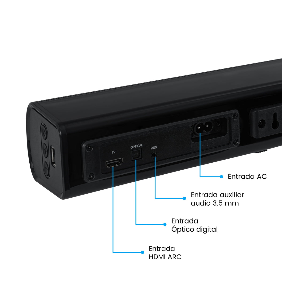 Barra de Sonido Challenger Negro 90x7cm con Bluetooth y Control Remoto