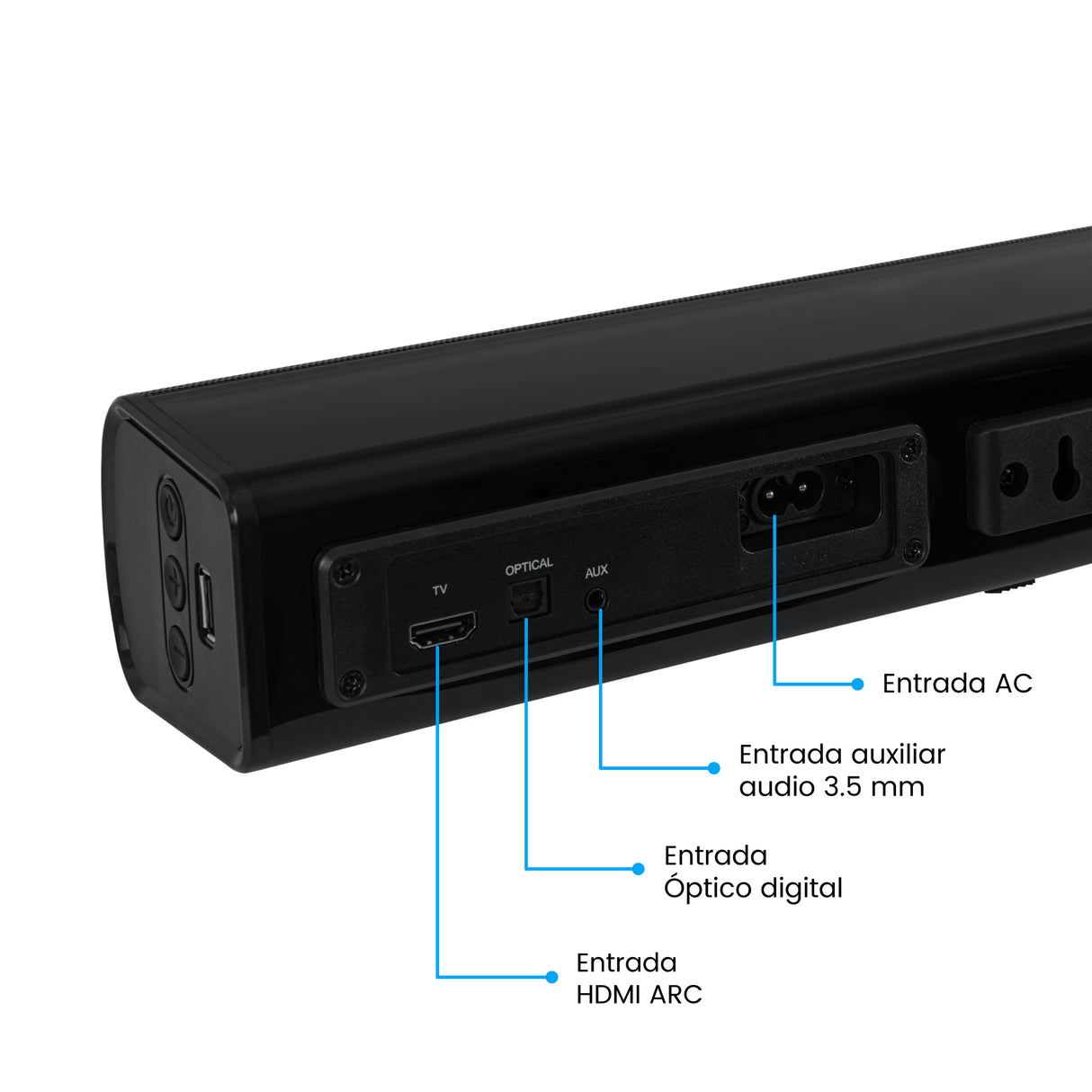 Barra de Sonido Challenger Negro 90x7cm con Bluetooth y Control Remoto - BARRAS DE SONIDO | Bylmo