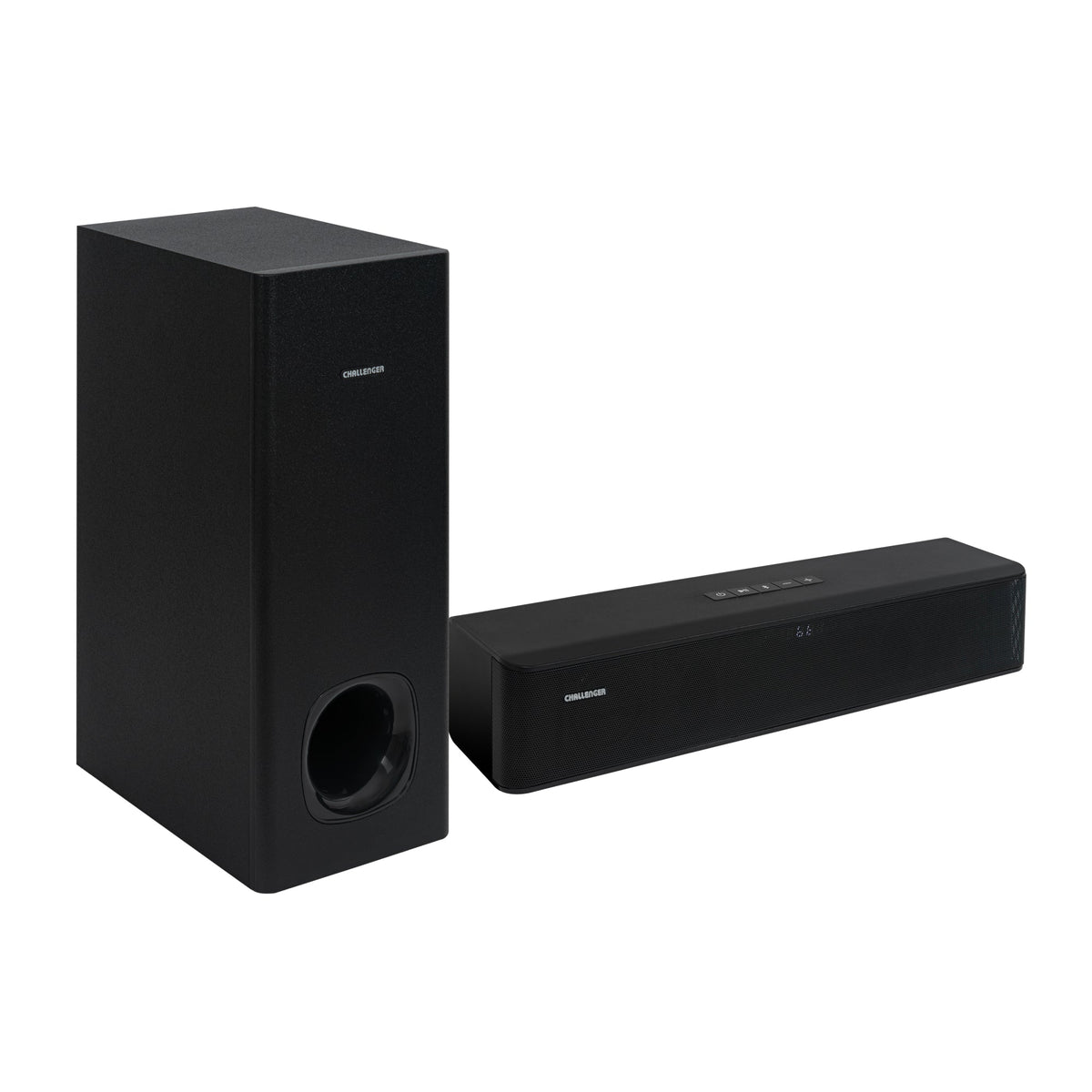 Barra de Sonido con Subwoofer Challenger Negro 55x43.9cm con Bluetooth y Control Remoto