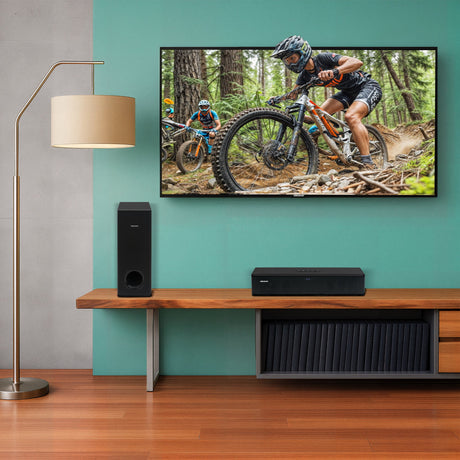 Barra de Sonido con Subwoofer Challenger Negro 55x43.9cm con Bluetooth y Control Remoto