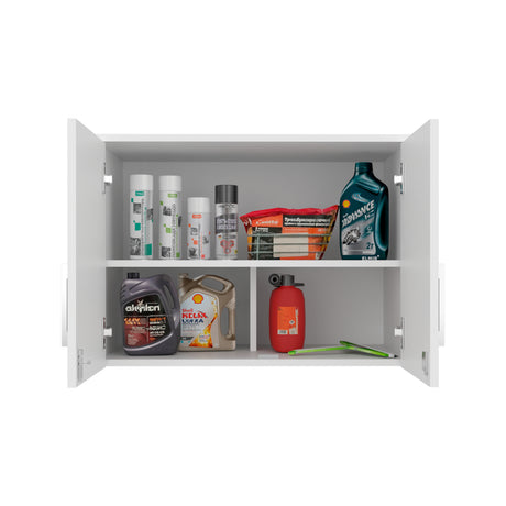 Gabinete Superior de Garaje Blanco 70x50cm con Un Entrepaño y Tres Compartimientos - GABINETES SUPERIORES PARA GARAJE | Bylmo