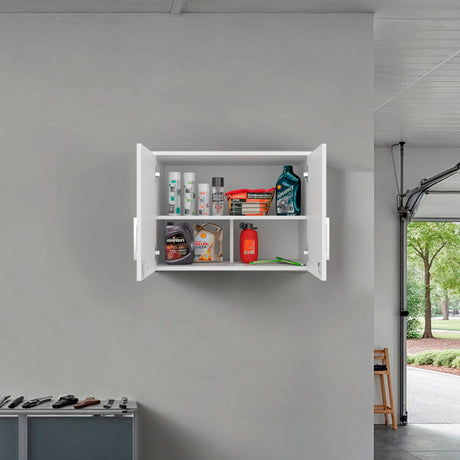 Gabinete Superior de Garaje Blanco 70x50cm con Un Entrepaño y Tres Compartimientos - GABINETES SUPERIORES PARA GARAJE | Bylmo