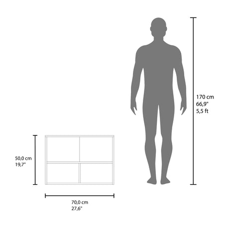 Gabinete Superior de Garaje Blanco 70x50cm con Un Entrepaño y Tres Compartimientos - GABINETES SUPERIORES PARA GARAJE | Bylmo