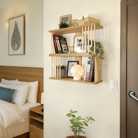 Repisa Rectangular Oasis Fresno Balance y Pino Natural 60x30cm con Dos Entrepaños - REPISAS | Bylmo