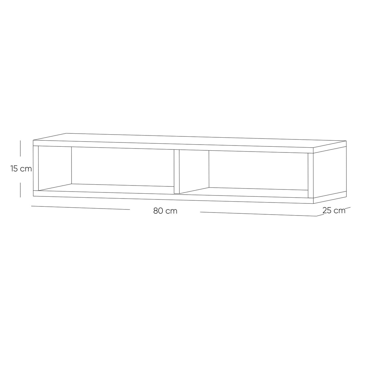 Repisa Rectangular Smart Pro Madera Natural 80x15cm con Un Entrepaño - REPISAS | Bylmo