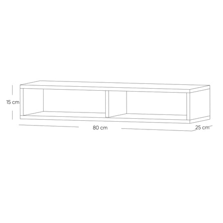 Repisa Rectangular Smart Pro Madera Natural 80x15cm con Un Entrepaño - REPISAS | Bylmo