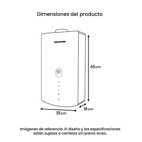 Calentador de Agua Challenger Negro 35x65cm 16 Litros de Tiro Forzado para Gas Natural - CALENTADORES DE AGUA | Bylmo