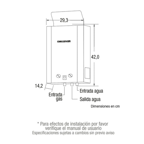 Calentador de Agua Challenger Blanco y Gris 29.3x42cm 5.5 Litros de Tiro Natural para Gas Natural - CALENTADORES DE AGUA | Bylmo