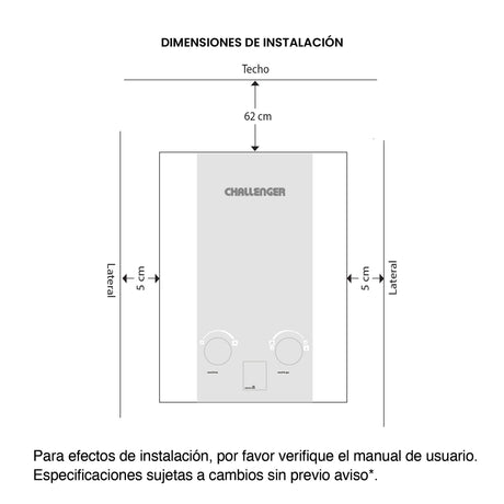 Calentador de Agua Challenger Blanco y Gris 29.3x42cm 5.5 Litros de Tiro Natural para Gas Natural - CALENTADORES DE AGUA | Bylmo