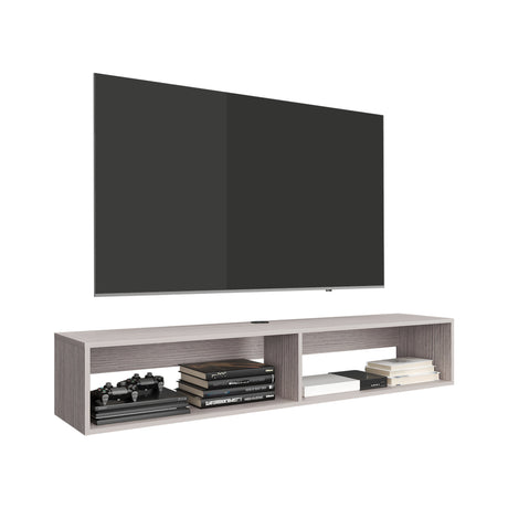 Rack de TV Flotante Gris Positano 150x26.5cm Para TV Hasta 65 Pulgadas con Ranuras para Cables - MUEBLES DE TV | Bylmo