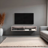 Rack de TV Flotante Gris Positano 150x26.5cm Para TV Hasta 65 Pulgadas con Ranuras para Cables - MUEBLES DE TV | Bylmo