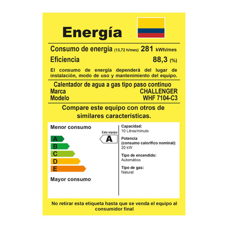 Calentador de Agua Challenger Negro 34.5x60cm 10 Litros de Tiro Forzado para Gas Natural - CALENTADORES DE AGUA | Bylmo
