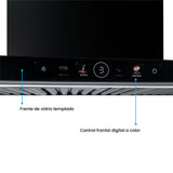 Campana Península Challenger Aura Negro 90x111cm de Tres Velocidades con Pantalla Digital - CAMPANAS Y EXTRACTORES | Bylmo
