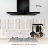 Campana Península Challenger Aura Negro 90x111cm de Tres Velocidades con Pantalla Digital - CAMPANAS Y EXTRACTORES | Bylmo
