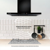 Campana Península Challenger Aura Negro 90x111cm de Tres Velocidades con Pantalla Digital - CAMPANAS Y EXTRACTORES | Bylmo