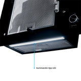 Campana Península Challenger Aura Negro 60x79.5cm de Tres Velocidades - CAMPANAS Y EXTRACTORES | Bylmo