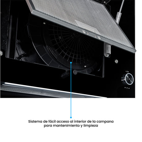 Campana Península Challenger Aura Negro 60x79.5cm de Tres Velocidades - CAMPANAS Y EXTRACTORES | Bylmo