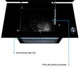 Campana Península Challenger Aura Negro 75x79.5cm de Tres Velocidades - CAMPANAS Y EXTRACTORES | Bylmo