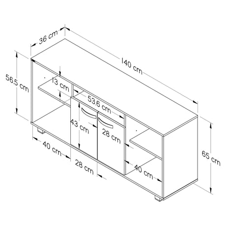 Mesa para TV Arena y Blanco 140x65cm Para TV Hasta 60 Pulgadas con Un Cajón con Ranuras para Cables y con Patas - MUEBLES DE TV | Bylmo