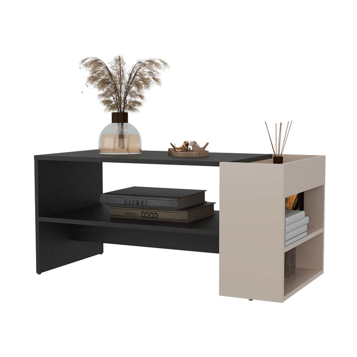 Mesa de Centro Adel Capri y Wengue 91x42cm Rectangular con Compartimiento - MESAS DE CENTRO | Bylmo