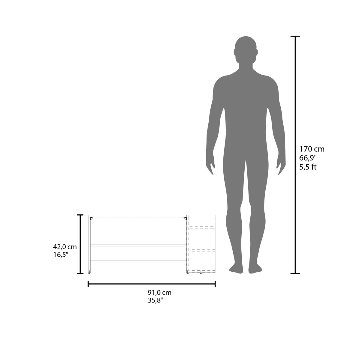 Mesa de Centro Adel Capri y Wengue 91x42cm Rectangular con Compartimiento - MESAS DE CENTRO | Bylmo