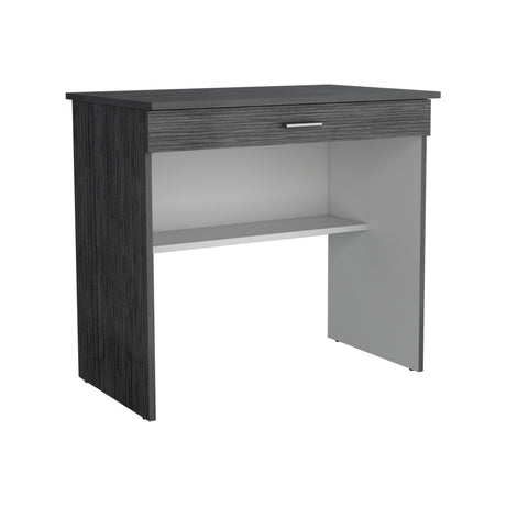 Escritorio 80C Roble Gris y Blanco 80x73.6cm con Un Cajón - ESCRITORIOS | Bylmo