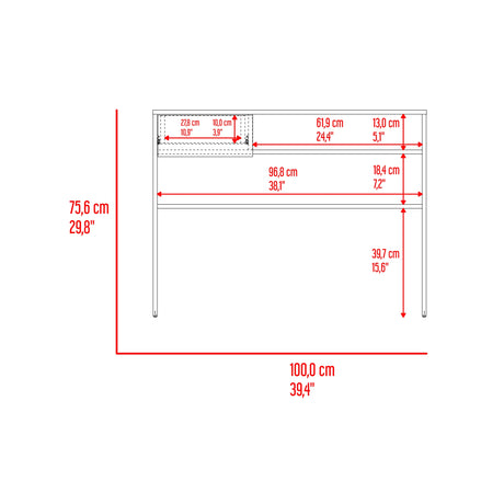 Escritorio Hungria Nogal 100x75.7cm con Un Cajón - ESCRITORIOS | Bylmo