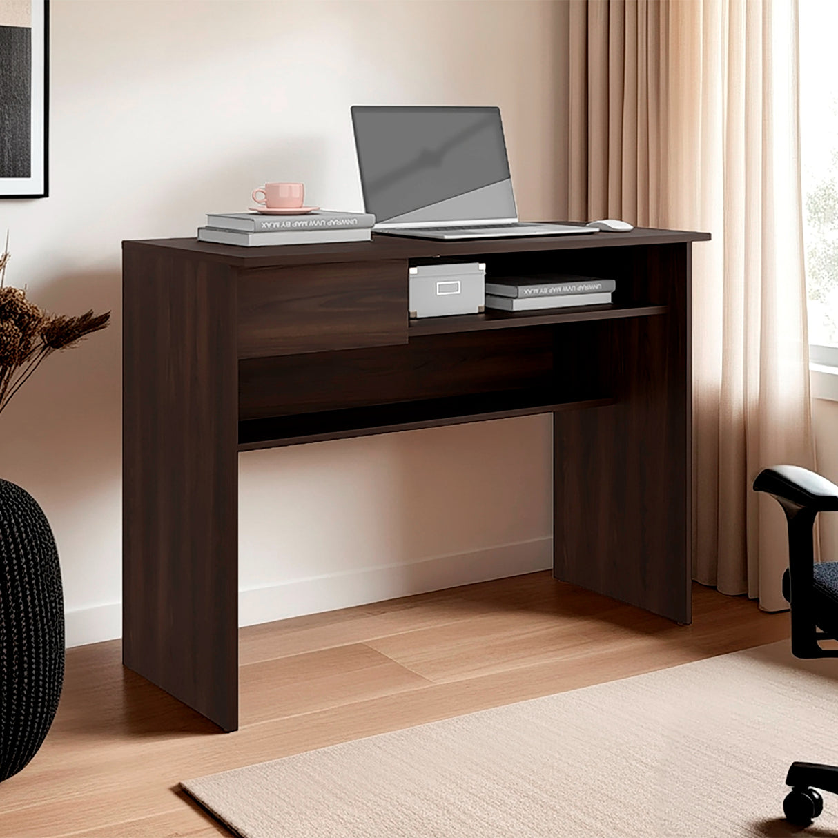 Escritorio Hungria Nogal 100x75.7cm con Un Cajón - ESCRITORIOS | Bylmo