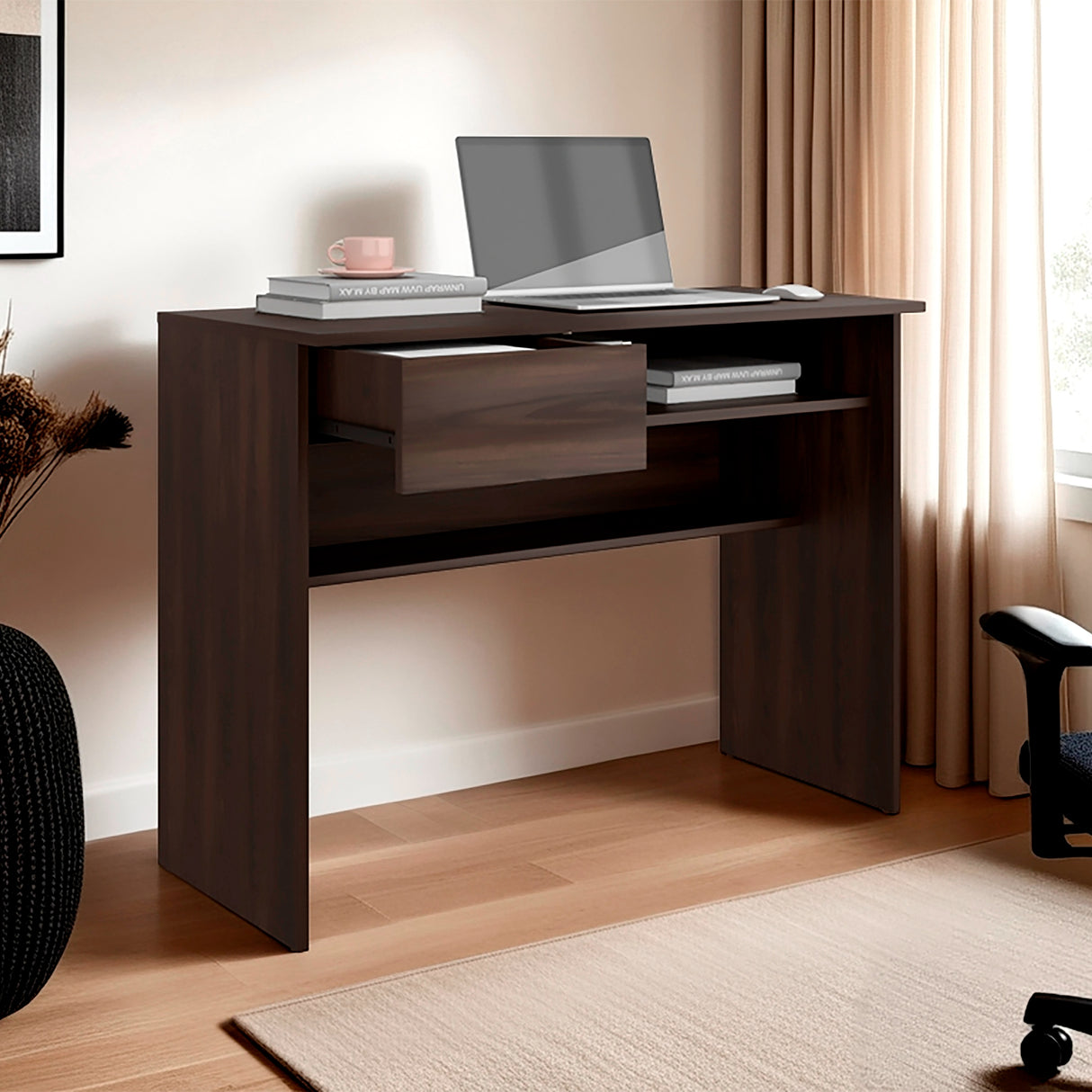 Escritorio Hungria Nogal 100x75.7cm con Un Cajón - ESCRITORIOS | Bylmo