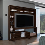 Centro de Entretenimiento Blaine Nogal 180x180.6cm para TV Hasta 65" Pulgadas con Siete Compartimientos - MUEBLES DE TV | Bylmo