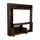 Centro de Entretenimiento Blaine Nogal 180x180.6cm para TV Hasta 65" Pulgadas con Siete Compartimientos - MUEBLES DE TV | Bylmo