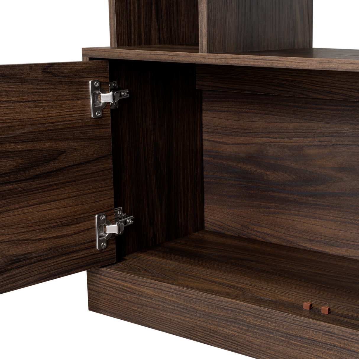 Centro de Entretenimiento Blaine Nogal 180x180.6cm para TV Hasta 65" Pulgadas con Siete Compartimientos - MUEBLES DE TV | Bylmo