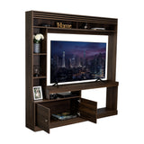 Centro de Entretenimiento Blaine Nogal 180x180.6cm para TV Hasta 65" Pulgadas con Siete Compartimientos - MUEBLES DE TV | Bylmo