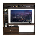 Centro de Entretenimiento Blaine Nogal 180x180.6cm para TV Hasta 65" Pulgadas con Siete Compartimientos - MUEBLES DE TV | Bylmo