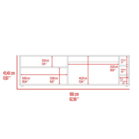 Rack de TV Suxta Nogal 160x45.4cm para TV Hasta 70" Pulgadas con Seis Compartimientos - MUEBLES DE TV | Bylmo