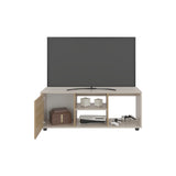 Rack de TV Adel Capri y Fresno Europeo 120.3x46.7cm para TV Hasta 50" Pulgadas con Tres Compartimientos - MUEBLES DE TV | Bylmo