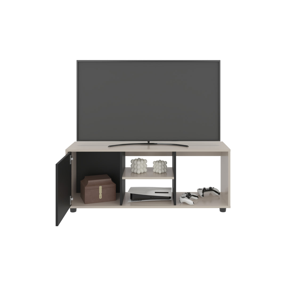 Rack de TV Adel Capri y Wengue 120.3x46.7cm para TV Hasta 50" Pulgadas con Tres Compartimientos - MUEBLES DE TV | Bylmo