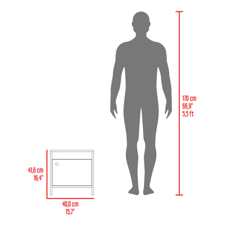 Mesa de Noche Colore Fresno Europeo 40x41.6cm con Una Puerta - MESAS DE NOCHE | Bylmo