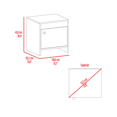 Mesa de Noche Colore Fresno Europeo 40x41.6cm con Una Puerta - MESAS DE NOCHE | Bylmo