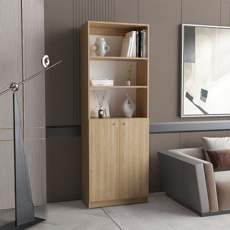 Estantería Rectangular Home Fresno Europeo y Blanco Marquez 62.8x180.6cm con Tres Compartimientos y con Un Entrepaños - BIBLIOTECAS Y ESTANTERIAS | Bylmo