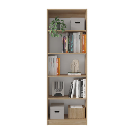 Estantería Rectangular Home Fresno Europeo y Blanco Marquez 62.8x180.6cm con Cuatro Compartimientos y con Tres Entrepaños - BIBLIOTECAS Y ESTANTERIAS | Bylmo