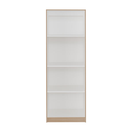 Estantería Rectangular Home Fresno Europeo y Blanco 62.8x180.6cm con Cuatro Compartimientos y con Tres Entrepaños - BIBLIOTECAS Y ESTANTERIAS | Bylmo