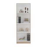 Estantería Rectangular Home Fresno Europeo y Blanco 62.8x180.6cm con Cuatro Compartimientos y con Tres Entrepaños - BIBLIOTECAS Y ESTANTERIAS | Bylmo